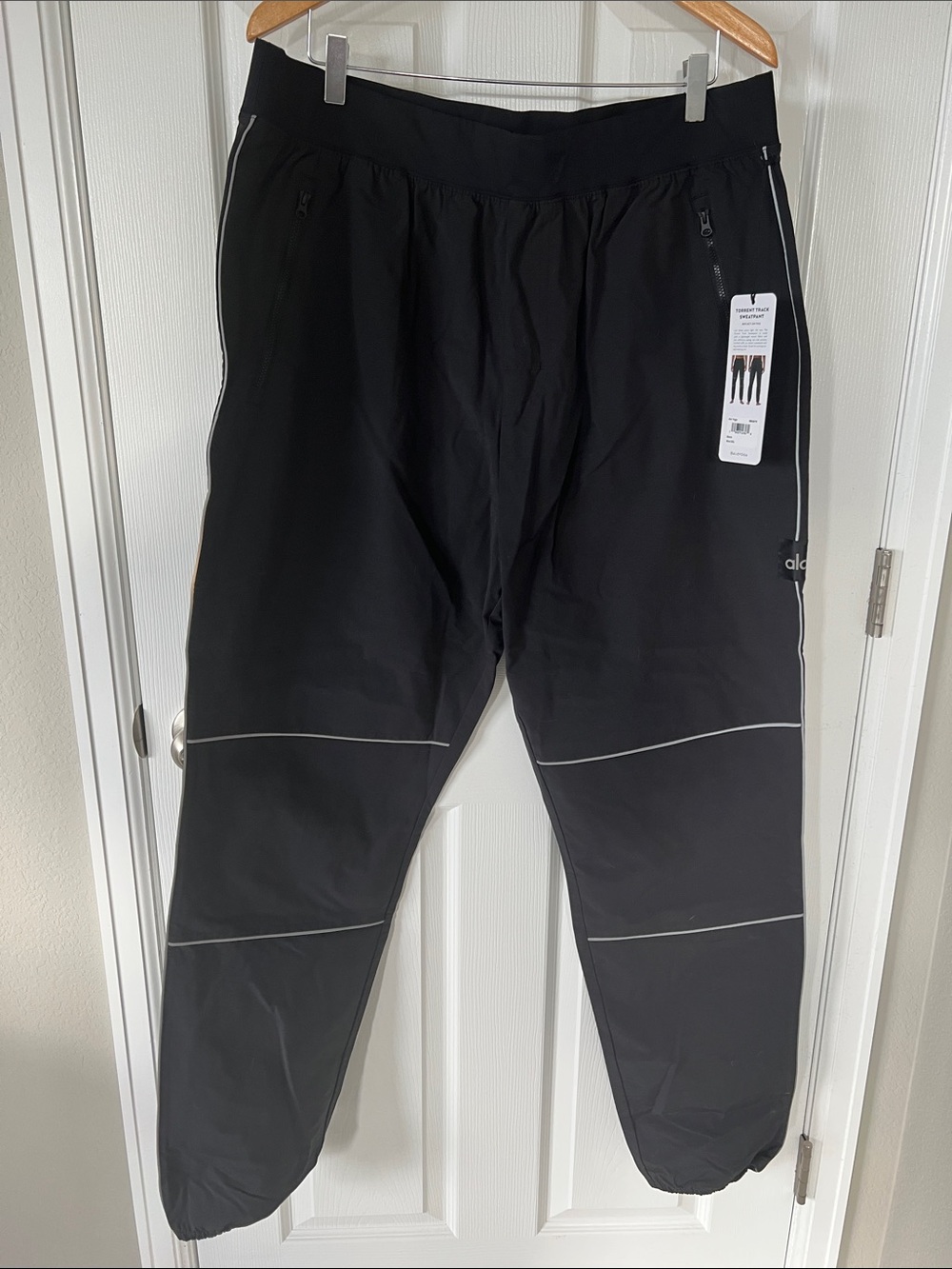 Alo Yoga Torrent Track Black Reflective Sweatpant Joggers 2XL NWT